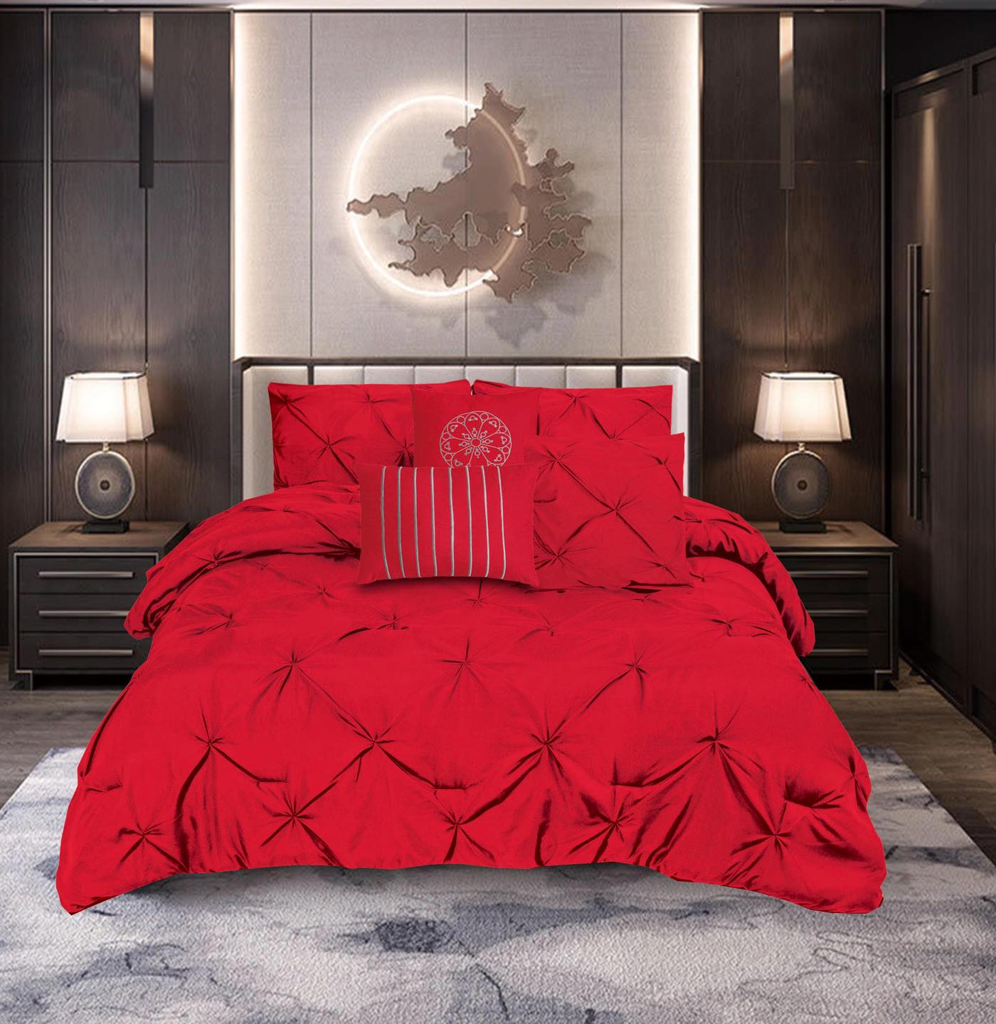 6PCS Royal Luxury Pintuck Comforter Set