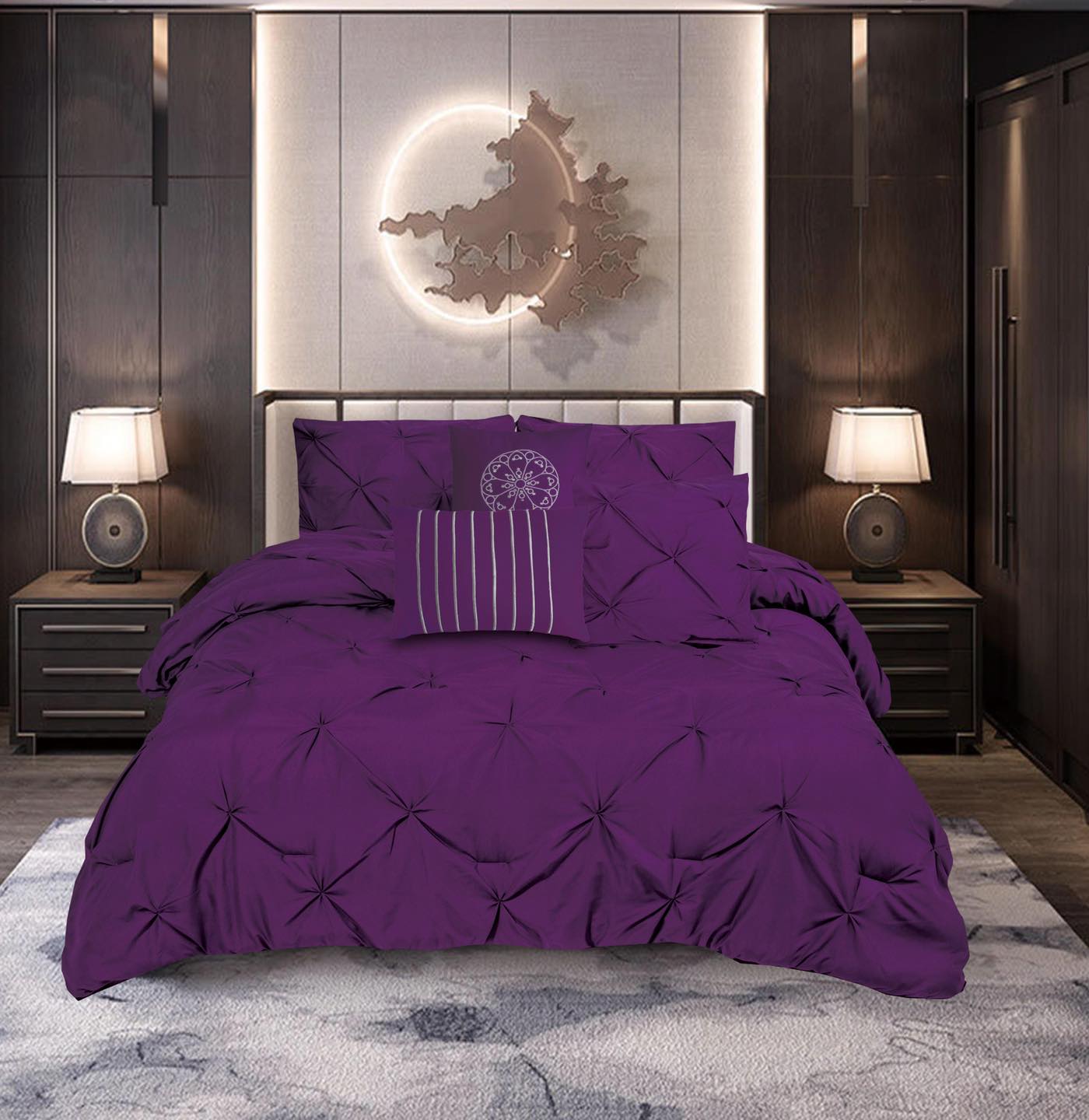 6PCS Royal Luxury Pintuck Comforter Set