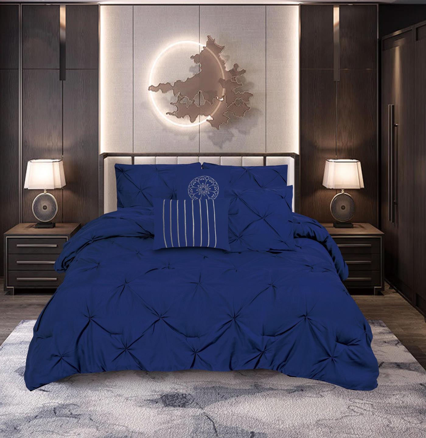 6PCS Royal Luxury Pintuck Comforter Set