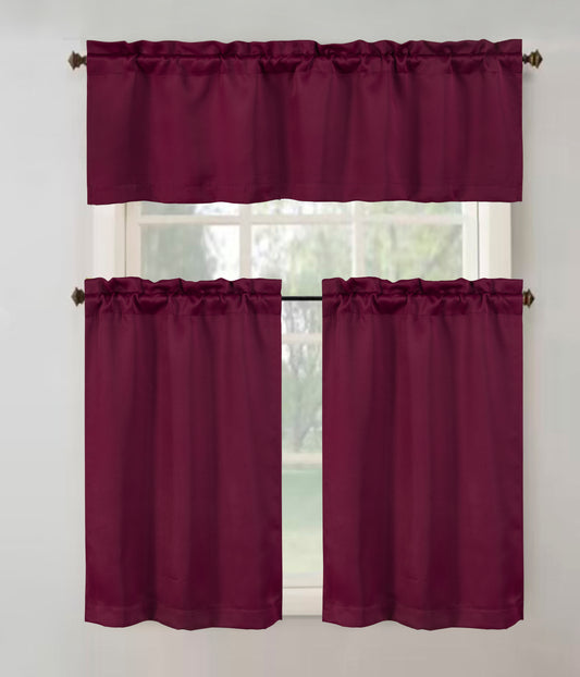 Anchorage Blackout Kitchen Curtain 3 Pieces - Burgundy