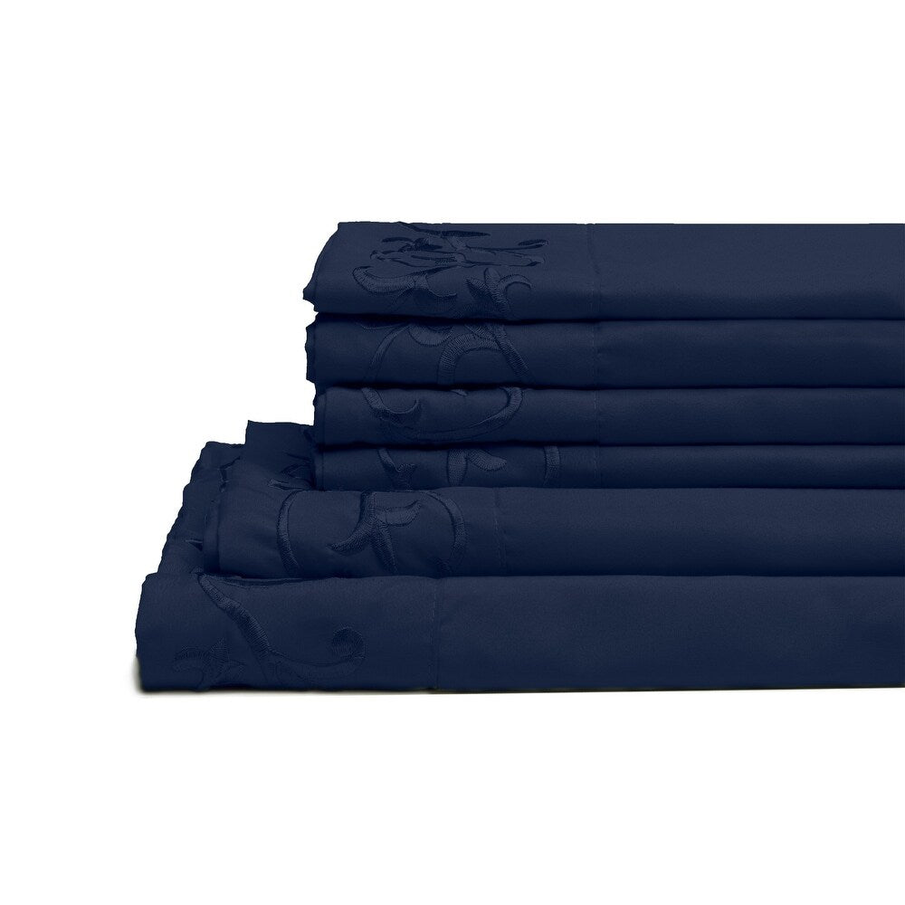 Royal Majestic Bed Sheets 6 Pieces Sheet Set - Navy Color