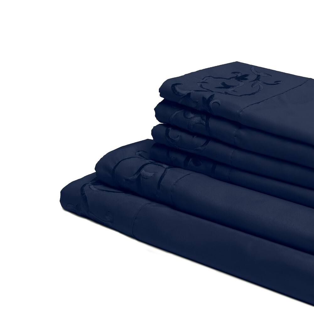 Royal Majestic Bed Sheets 6 Pieces Sheet Set - Navy Color