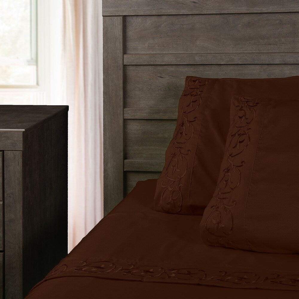 Royal Majestic Bed Sheets 6 Pieces Sheet Set - Brown Color