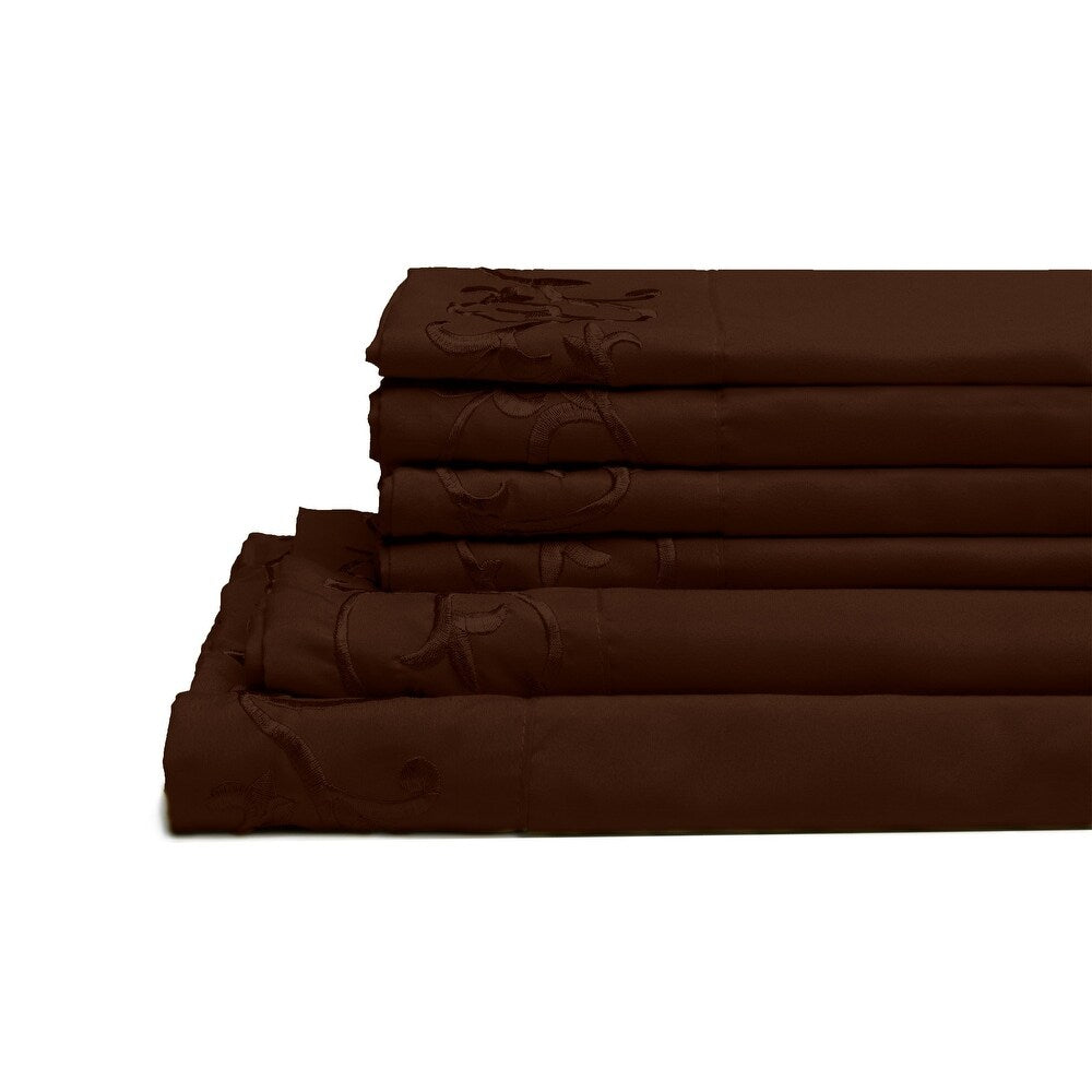 Royal Majestic Bed Sheets 6 Pieces Sheet Set - Brown Color