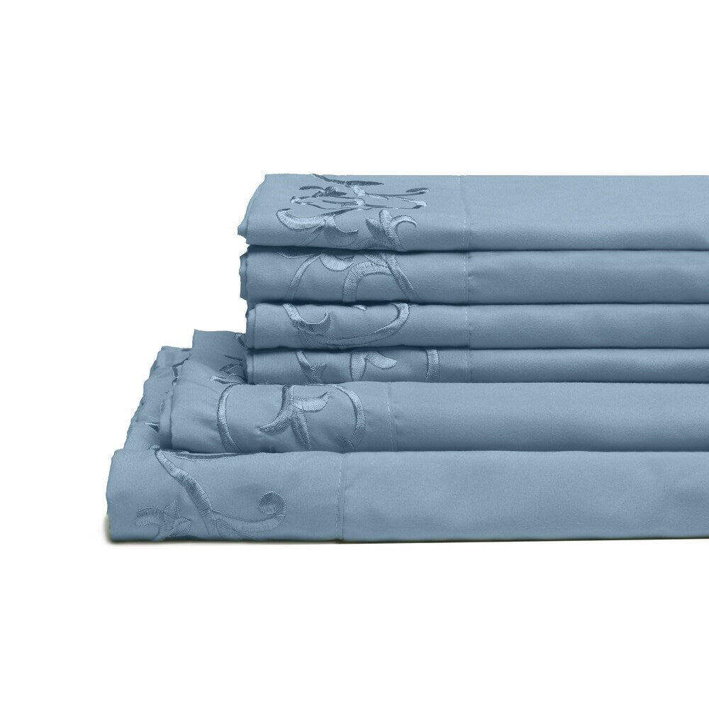 Royal Majestic Bed Sheets 6 Pieces Sheet Set - Light Blue Color