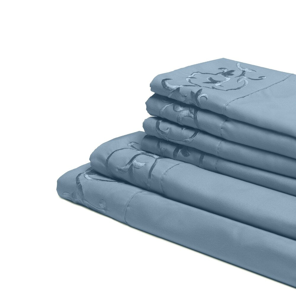 Royal Majestic Bed Sheets 6 Pieces Sheet Set - Light Blue Color