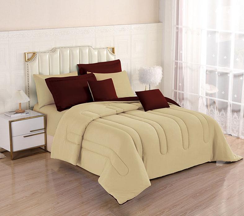 8PCS Royal Solid Reversible Comforter Set - Sheets Included