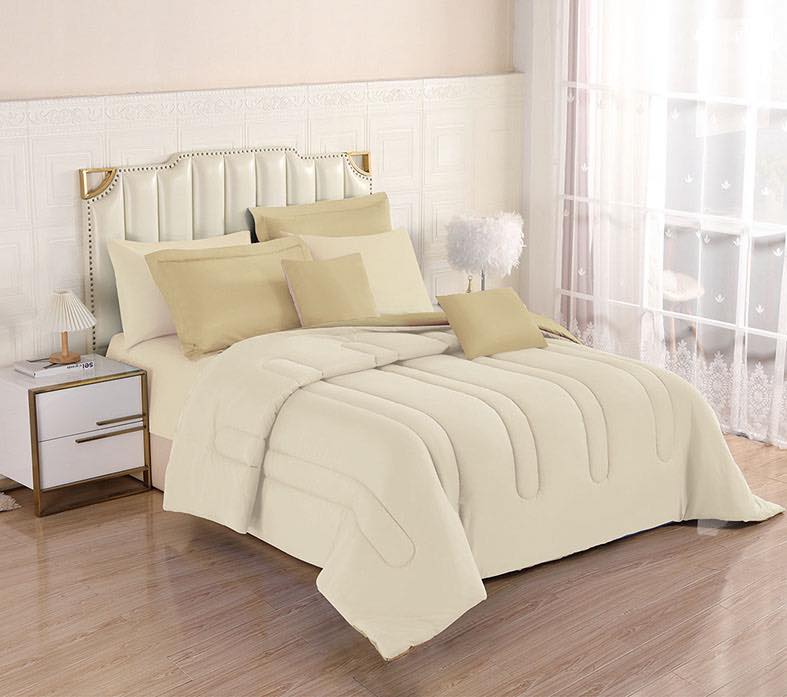 8PCS Royal Solid Reversible Comforter Set - Sheets Included