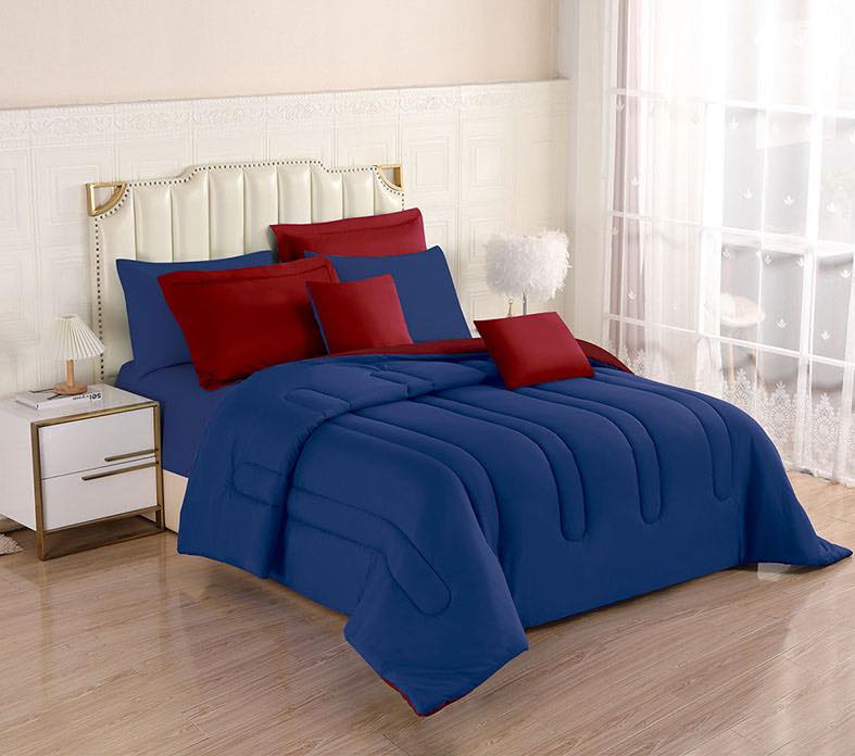 8PCS Royal Solid Reversible Comforter Set - Sheets Included