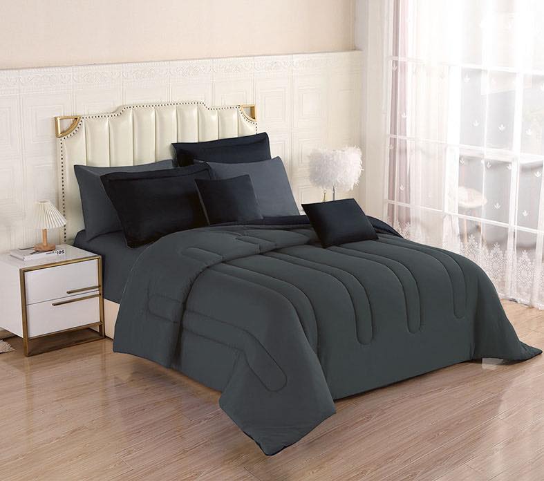 8PCS Royal Solid Reversible Comforter Set - Sheets Included