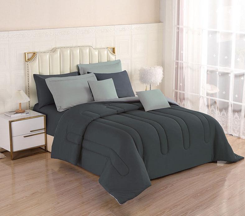 8PCS Royal Solid Reversible Comforter Set - Sheets Included