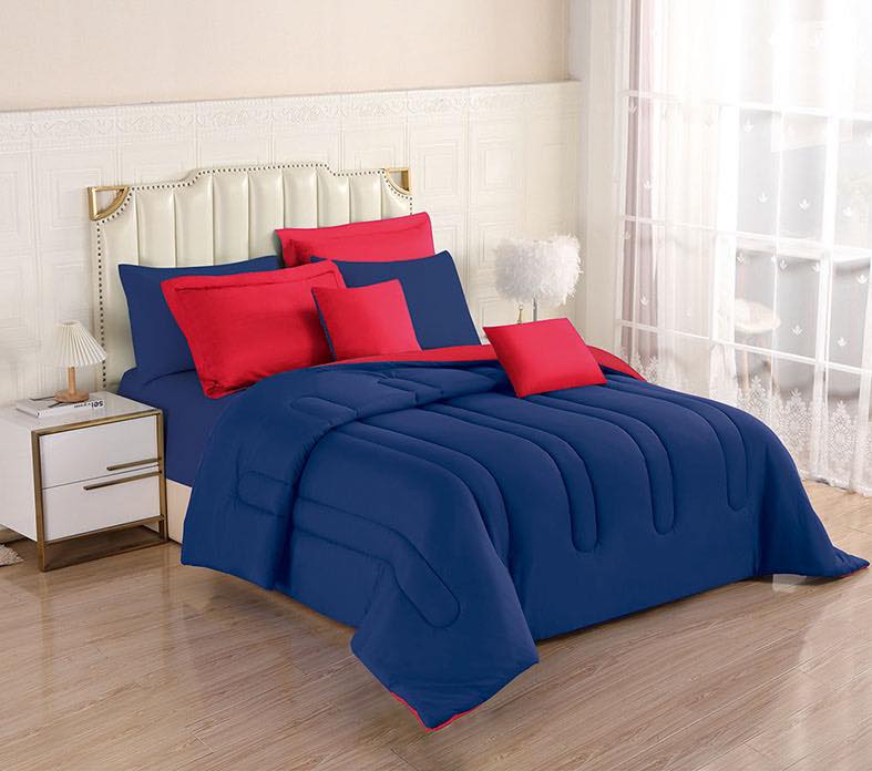 8PCS Royal Solid Reversible Comforter Set - Sheets Included