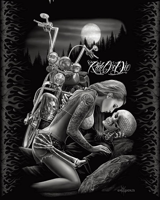 JPI RIDE OR DIE - BIKER LOVERS - Queen Blanket