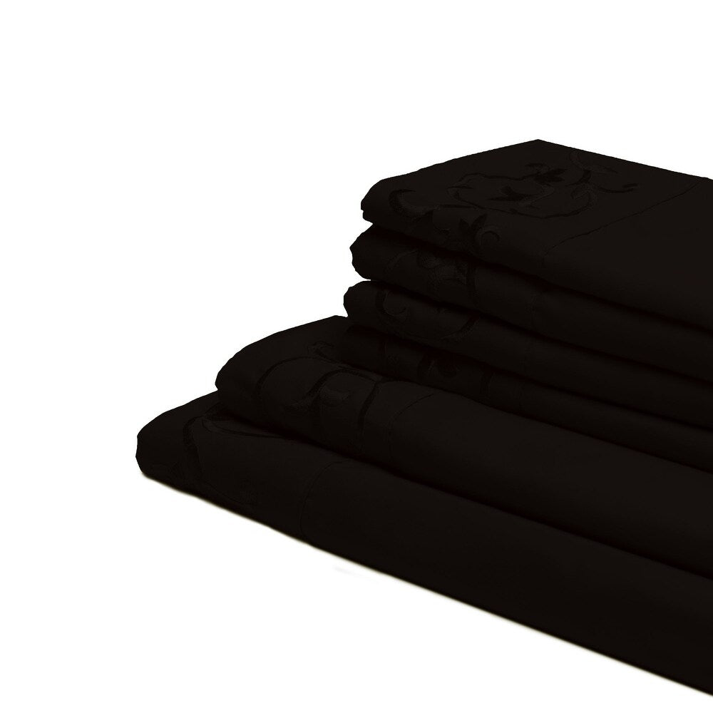 Royal Majestic Bed Sheets 6 Pieces Sheet Set - Black Color