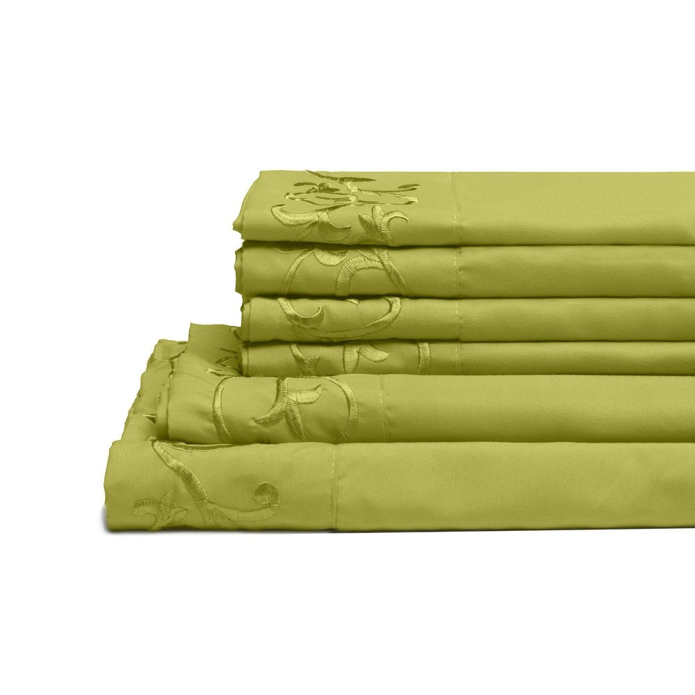 Royal Majestic Bed Sheets 6 Pieces Sheet Set - Sage (Grass Green)