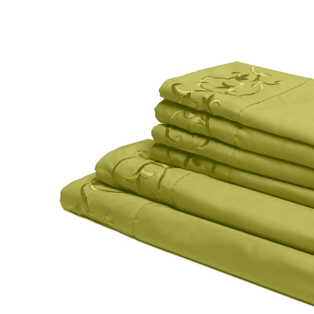 Royal Majestic Bed Sheets 6 Pieces Sheet Set - Sage (Grass Green)