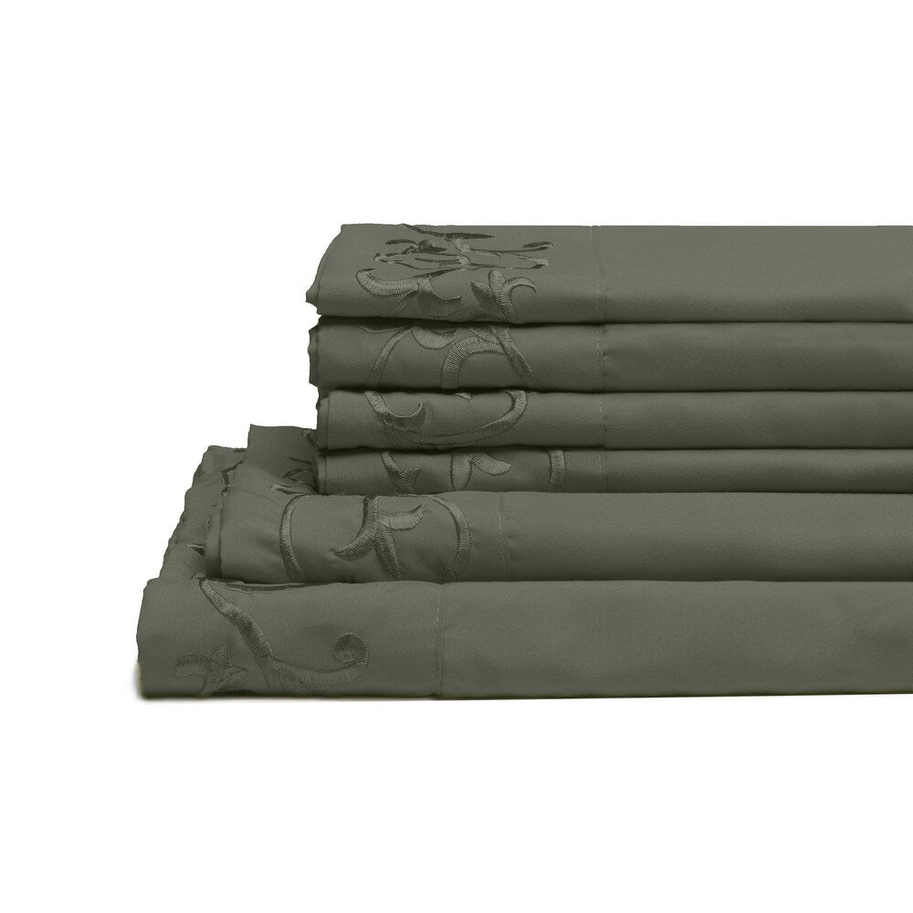 Royal Majestic Bed Sheets 6 Pieces Sheet Set - Gray Color