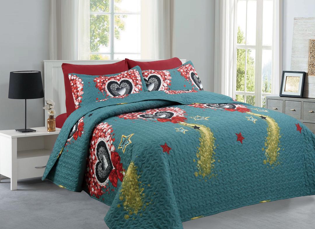 Shooting Love Stars- 6PCS Quilt Set Reversible Bedspread