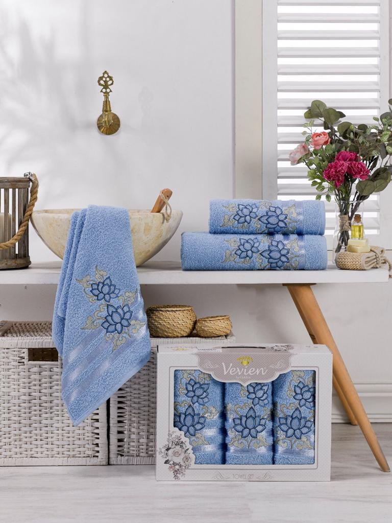 Floral Luxurious 3 Piece Bath & Hand Towel Set