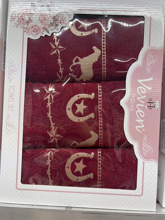 Western Luxurious 3 Piece Bath & Hand Towel Set