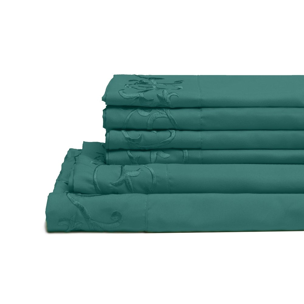 Royal Majestic Bed Sheets 6 Pieces Sheet Set - Turquoise (Lake Green)