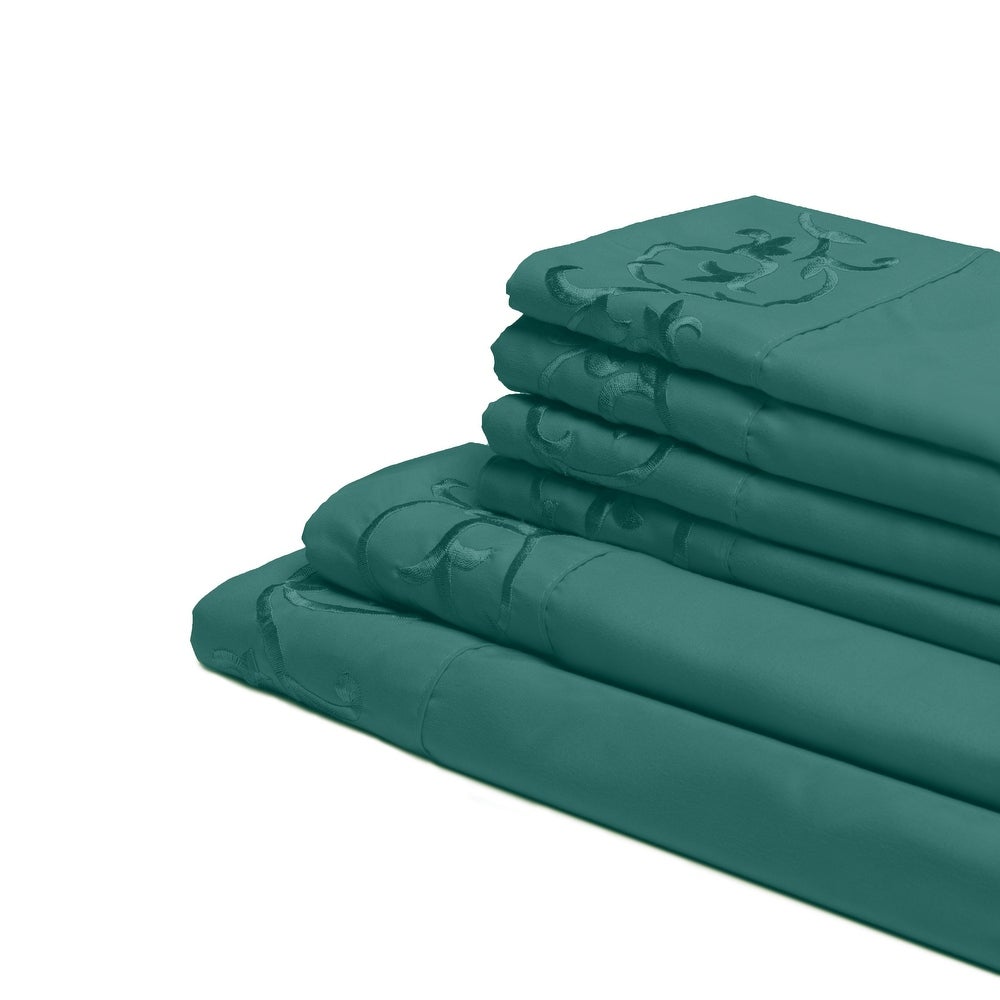 Royal Majestic Bed Sheets 6 Pieces Sheet Set - Turquoise (Lake Green)