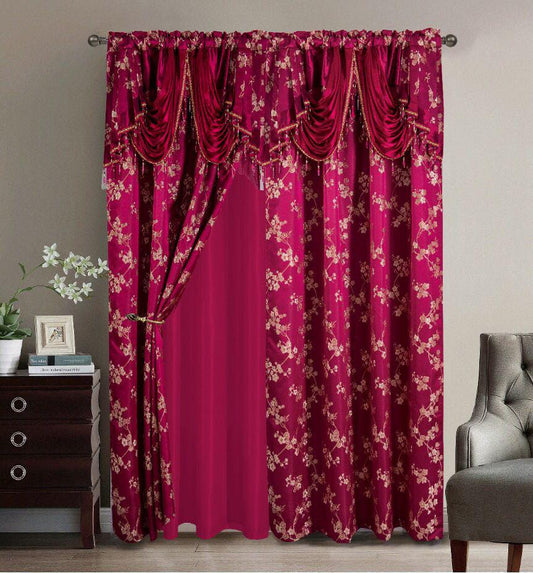 2PC CURTAIN SET W/ ATTACHED VALANCE & BACKING - Eliza