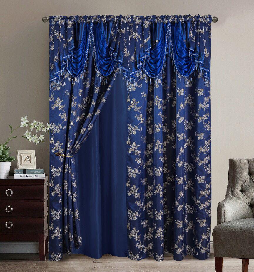 2PC CURTAIN SET W/ ATTACHED VALANCE & BACKING - Eliza