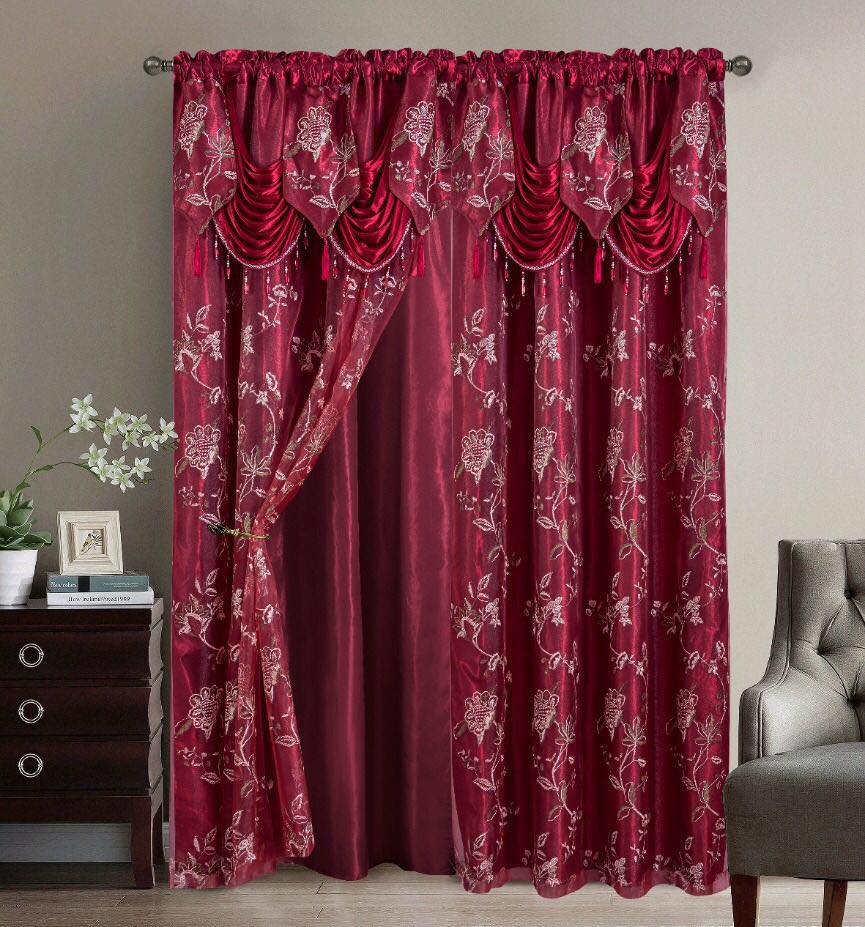 2PC CURTAIN SET W/ ATTACHED VALANCE & BACKING - Emily