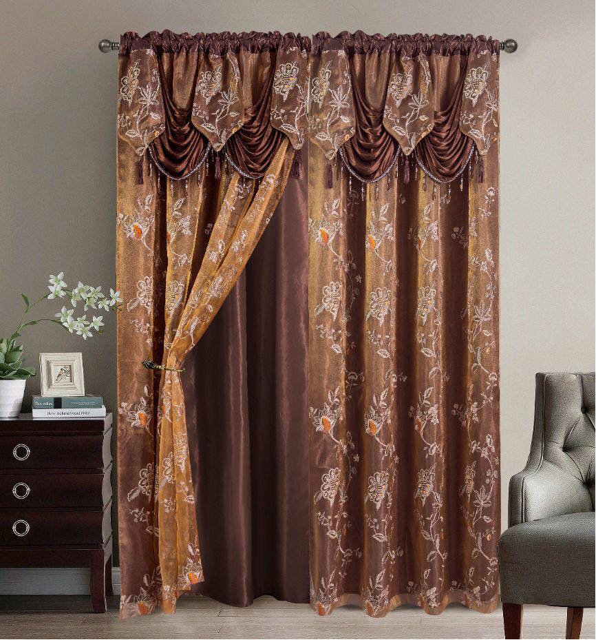 2PC CURTAIN SET W/ ATTACHED VALANCE & BACKING - Emily
