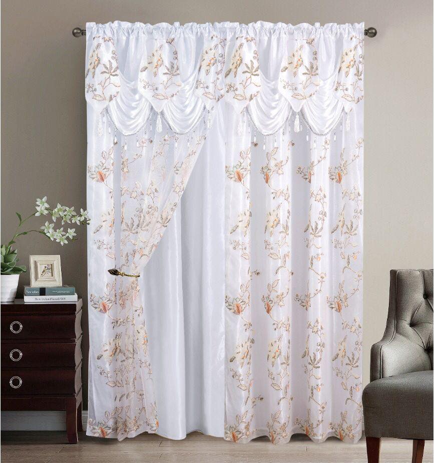 2PC CURTAIN SET W/ ATTACHED VALANCE & BACKING - Emily