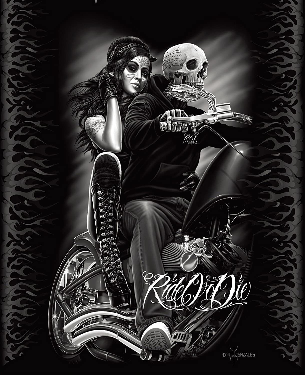JPI RIDE OR DIE - BIKER BABE - Queen Blanket