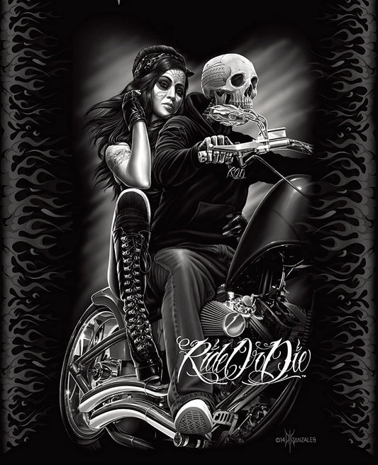 JPI RIDE OR DIE - BIKER BABE - Queen Blanket