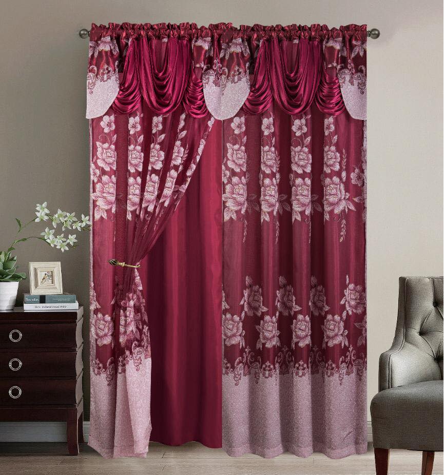 2PC CURTAIN SET W/ ATTACHED VALANCE & BACKING - Stacie