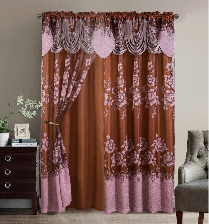2PC CURTAIN SET W/ ATTACHED VALANCE & BACKING - Stacie