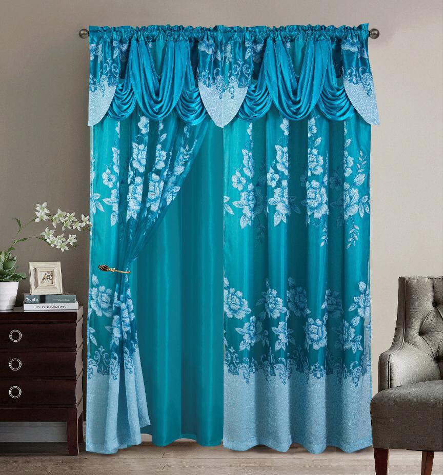 2PC CURTAIN SET W/ ATTACHED VALANCE & BACKING - Stacie