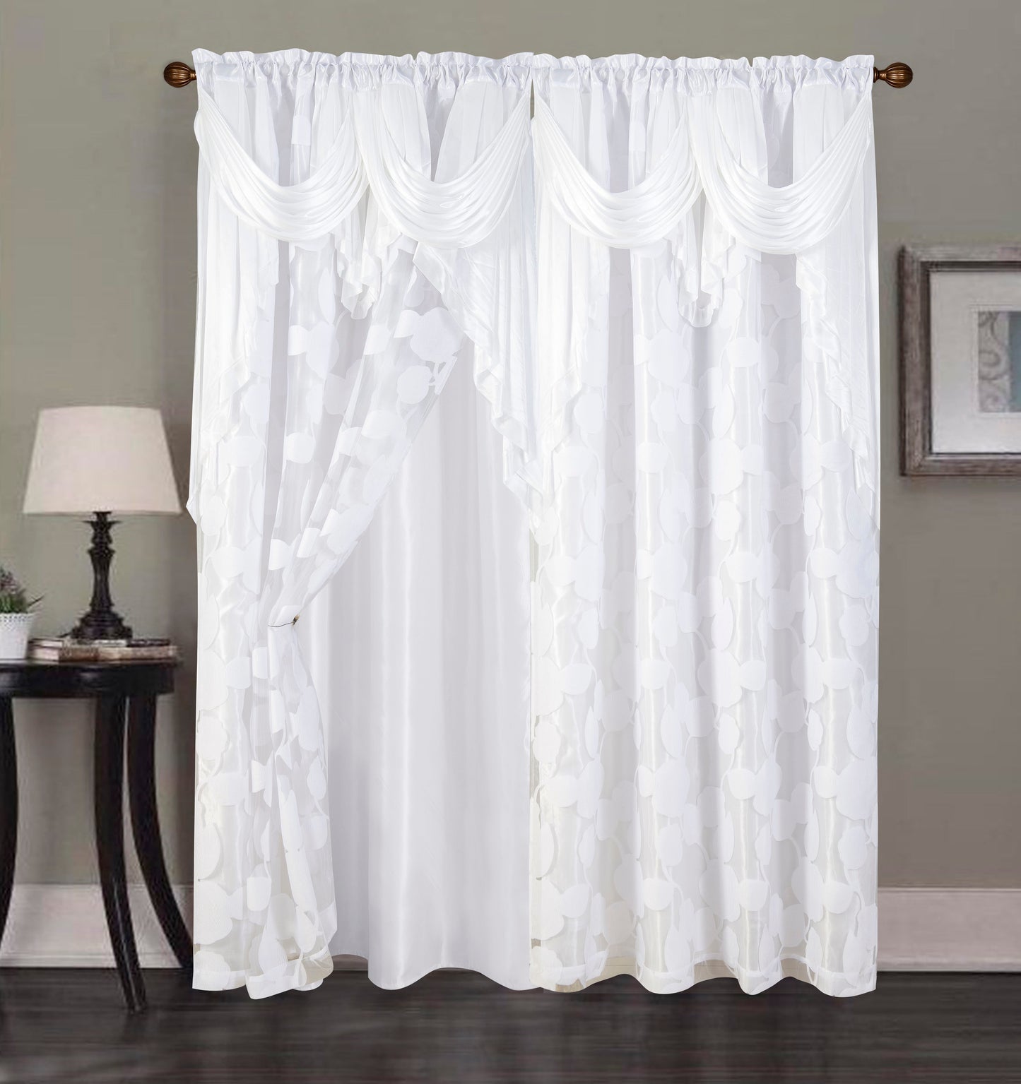 2PC CURTAIN SET W/ ATTACHED VALANCE & BACKING - Gill