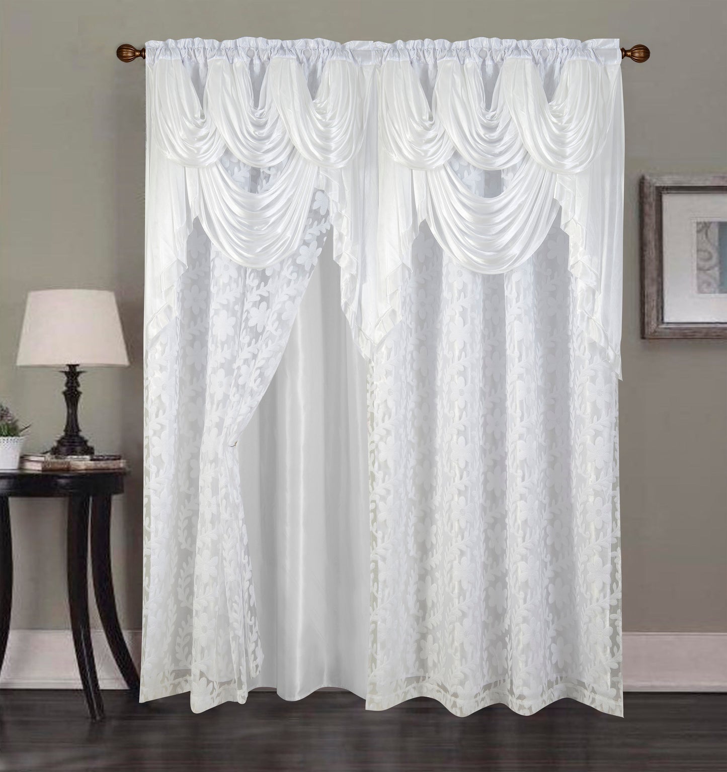 2PC CURTAIN SET W/ ATTACHED VALANCE & BACKING - Isla