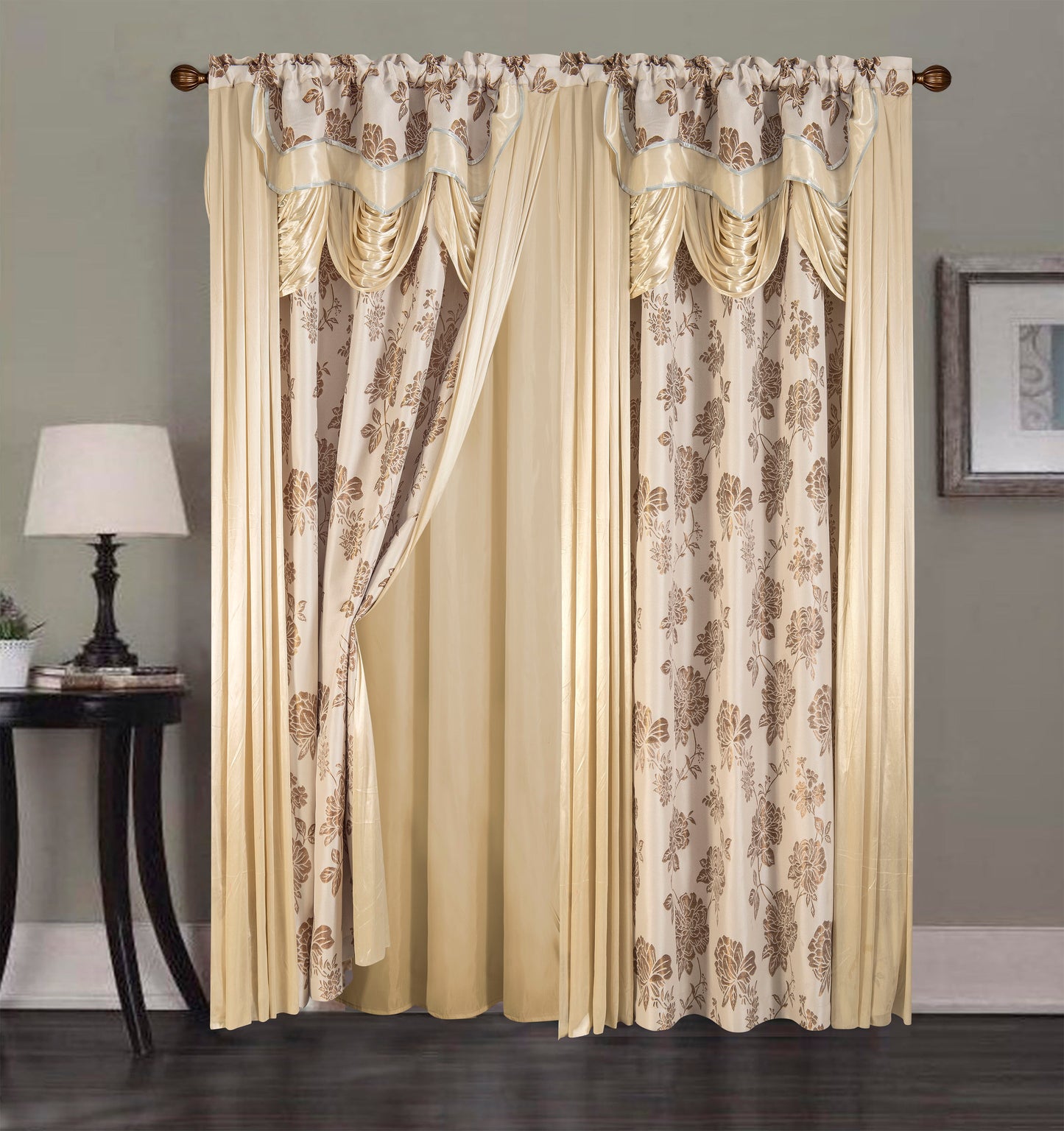 2PC CURTAIN SET W/ ATTACHED VALANCE & BACKING - Emery