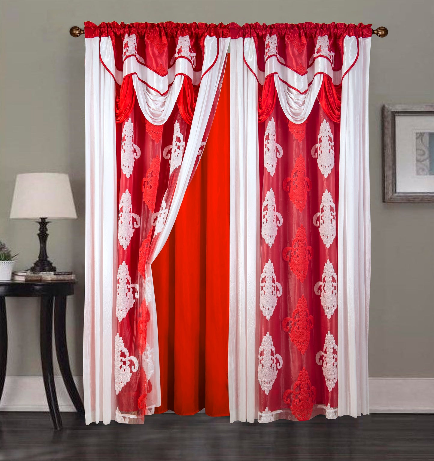 2PC CURTAIN SET W/ ATTACHED VALANCE & BACKING - Everly