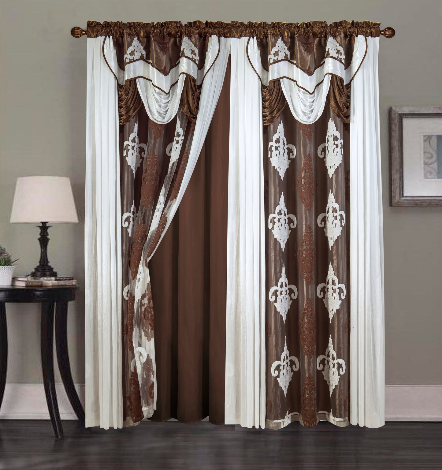 2PC CURTAIN SET W/ ATTACHED VALANCE & BACKING - Everly