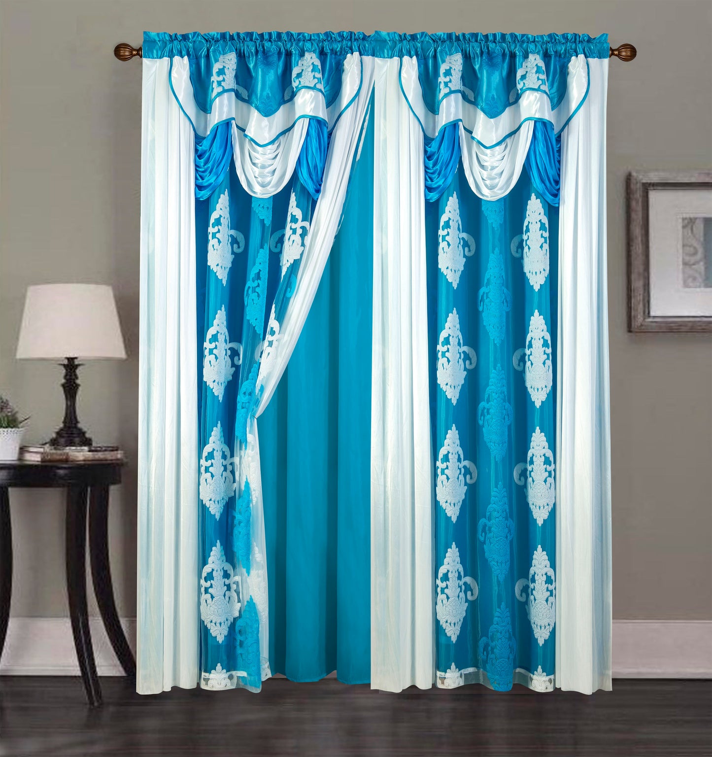 2PC CURTAIN SET W/ ATTACHED VALANCE & BACKING - Everly