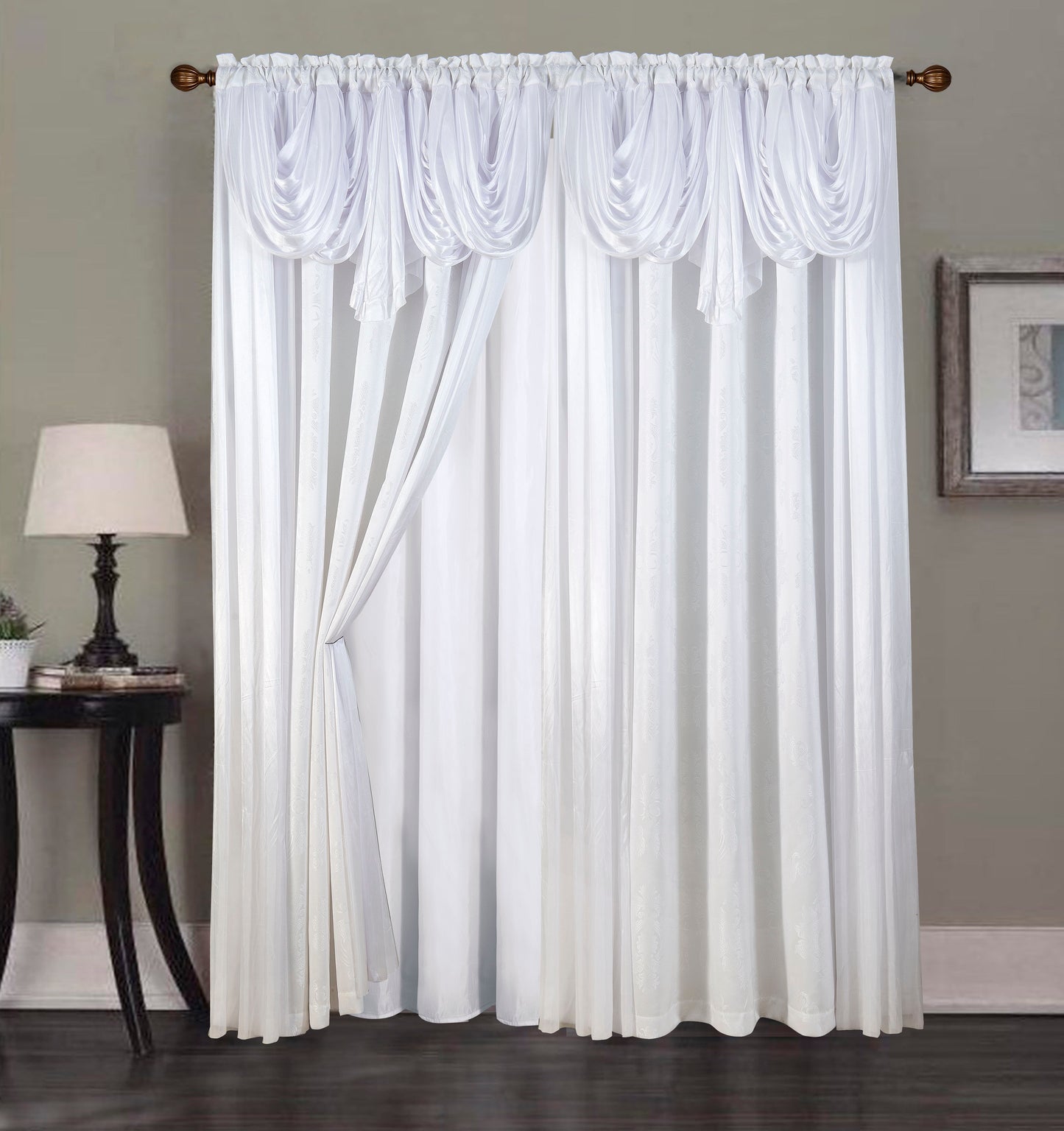 2PC CURTAIN SET W/ ATTACHED VALANCE & BACKING - Liliana