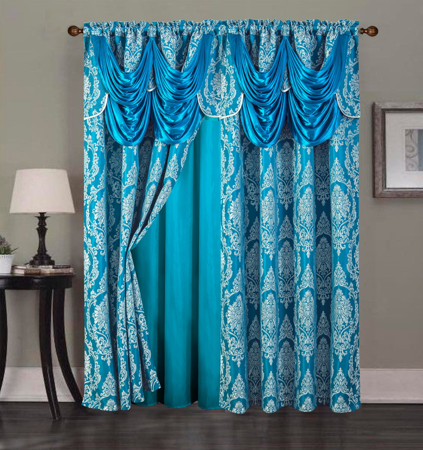 2PC CURTAIN SET W/ ATTACHED VALANCE & BACKING - Cora