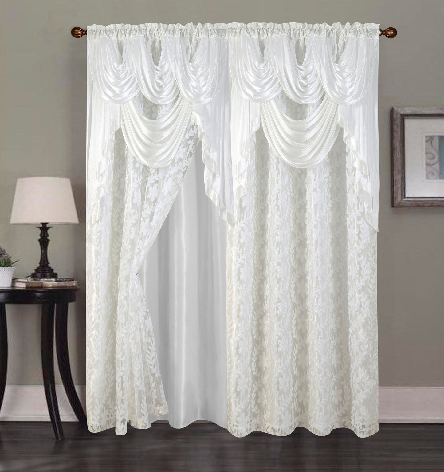 2PC CURTAIN SET W/ ATTACHED VALANCE & BACKING - Isla