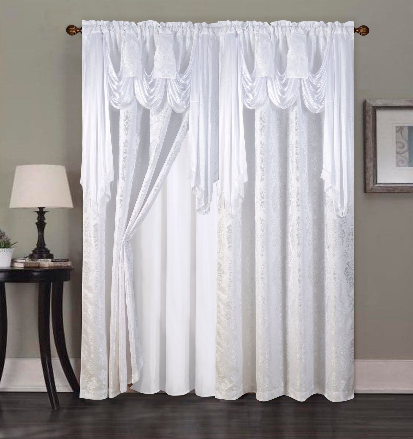 2PC CURTAIN SET W/ ATTACHED VALANCE & BACKING - Skyler