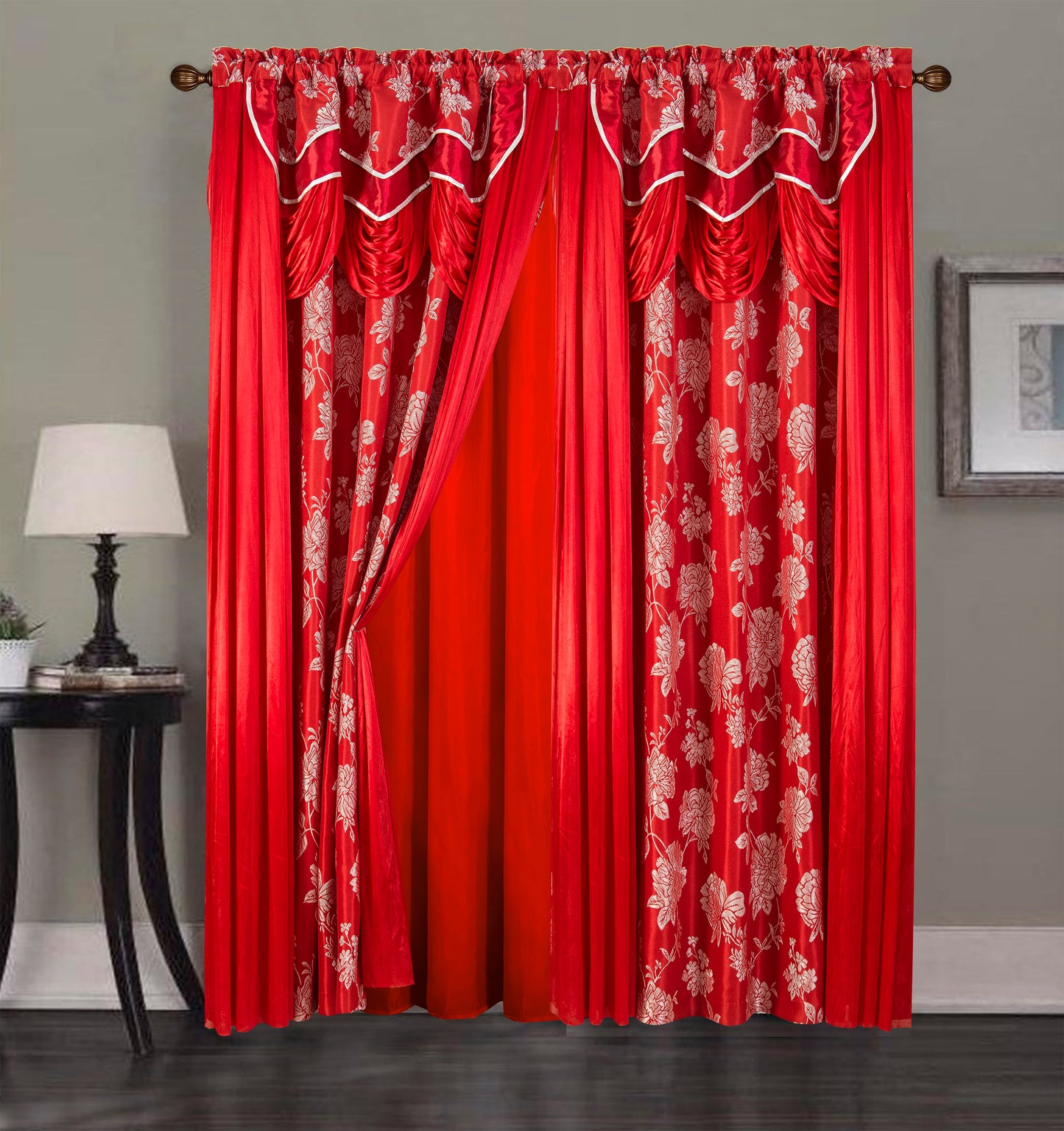 2PC CURTAIN SET W/ ATTACHED VALANCE & BACKING - Emery