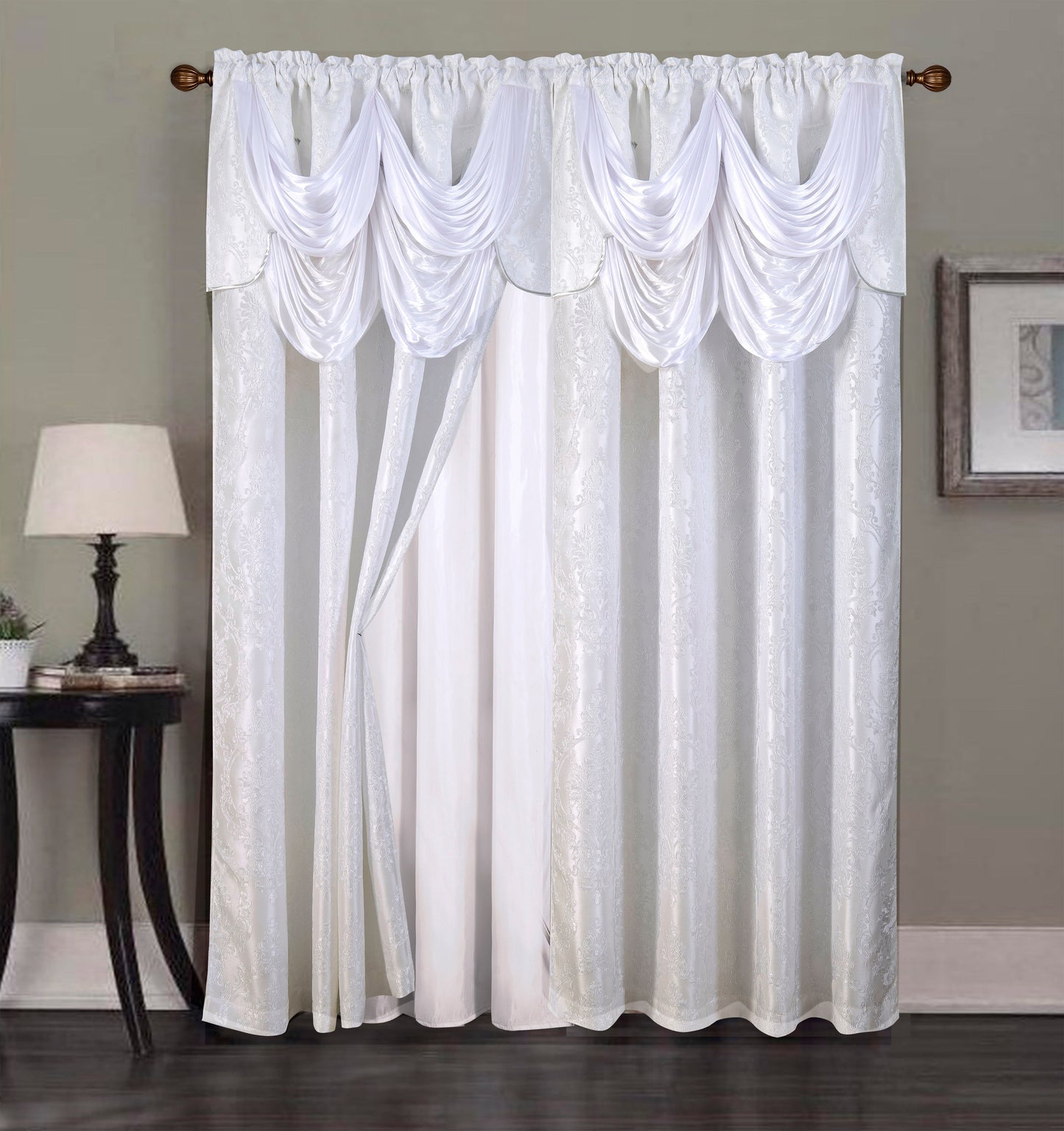 2PC CURTAIN SET W/ ATTACHED VALANCE & BACKING - Cora