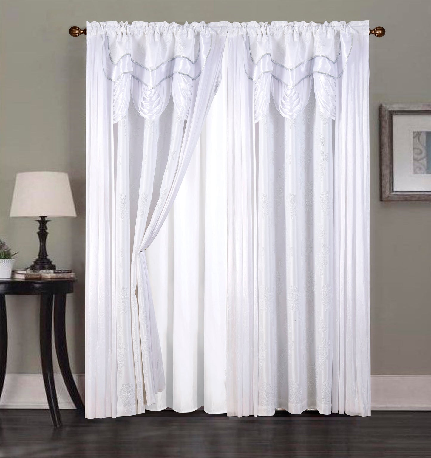 2PC CURTAIN SET W/ ATTACHED VALANCE & BACKING - Emery