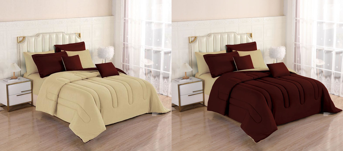 8PCS Royal Solid Reversible Comforter Set - Sheets Included